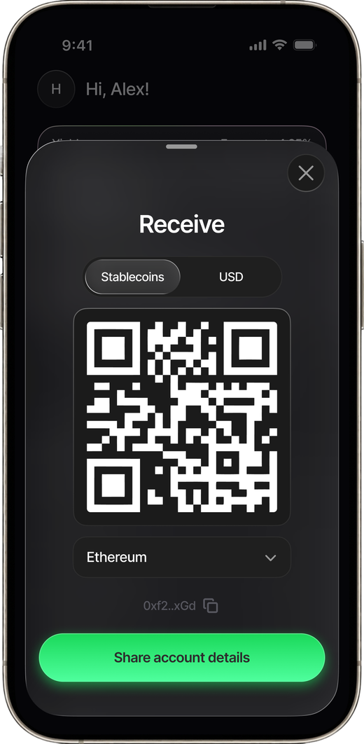 Wallet address and network selection in Jazari One